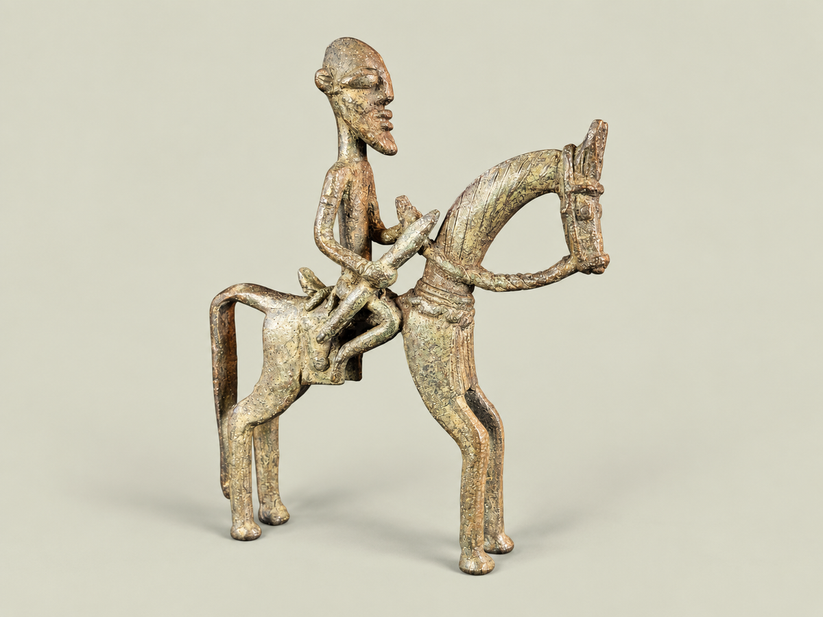 Small Dogon Rider on Horseback – African Bronze – Handmade in Mali