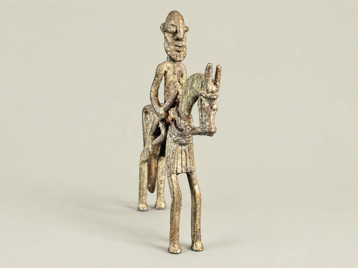 Small Dogon Rider on Horseback – African Bronze – Handmade in Mali
