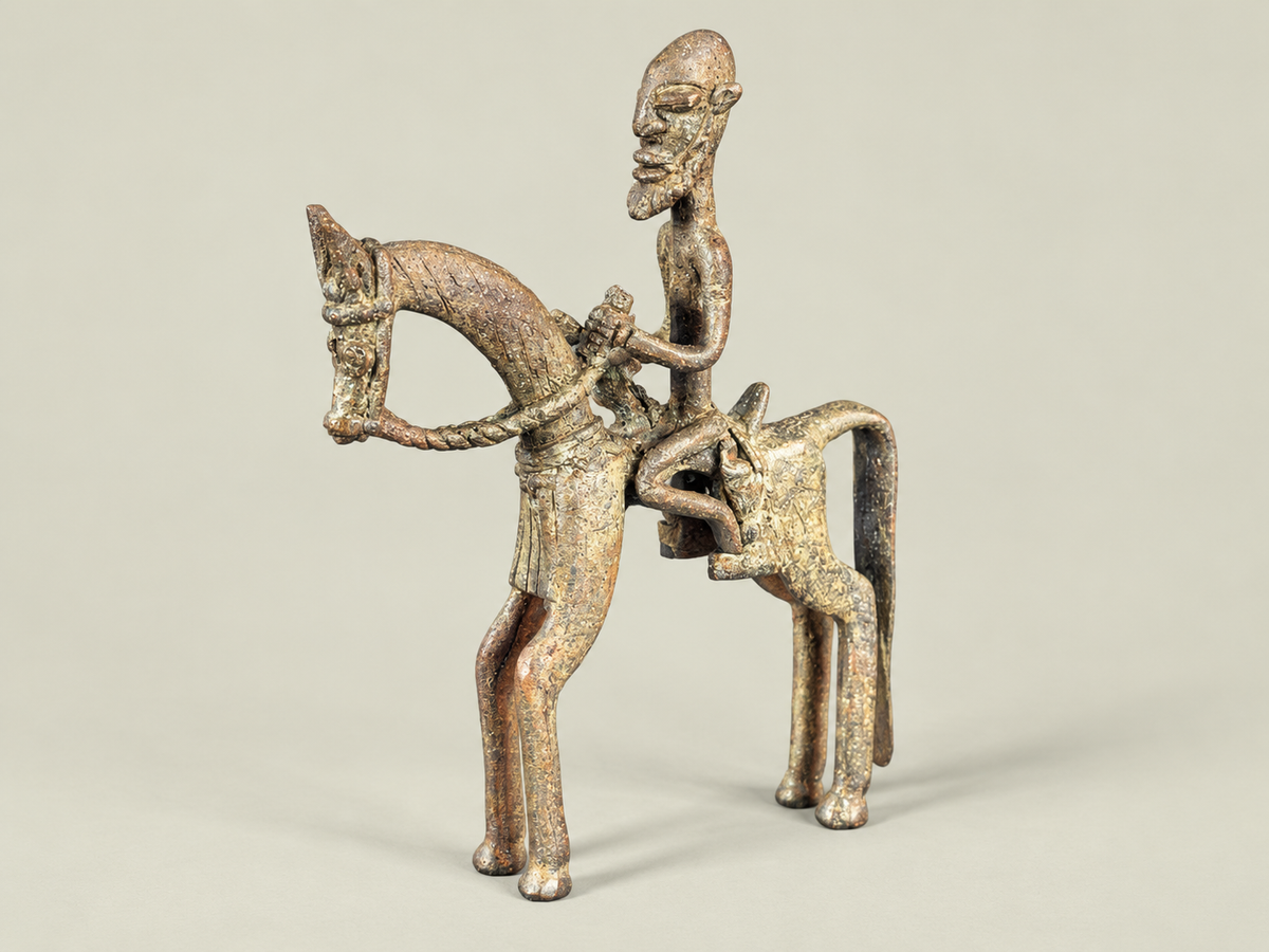 Small Dogon Rider on Horseback – African Bronze – Handmade in Mali