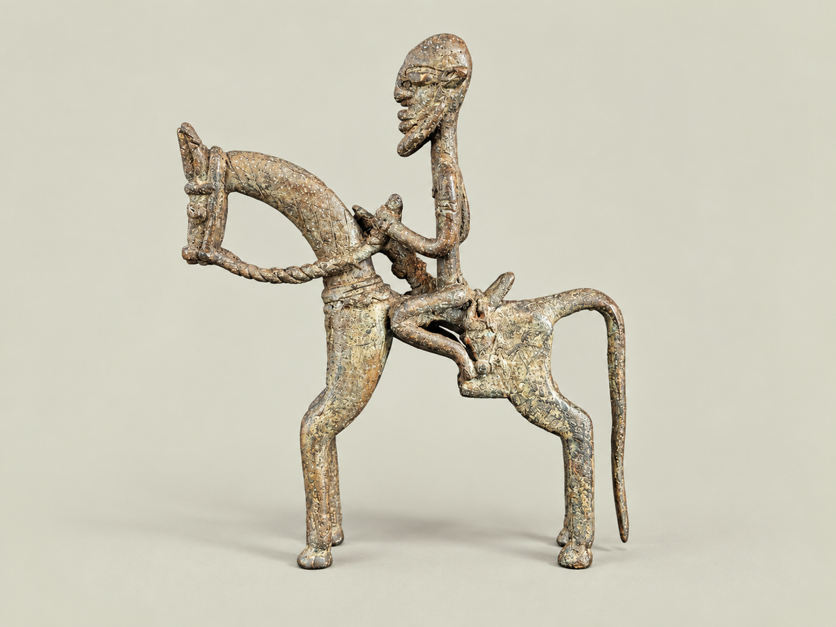 Small Dogon Rider on Horseback – African Bronze – Handmade in Mali