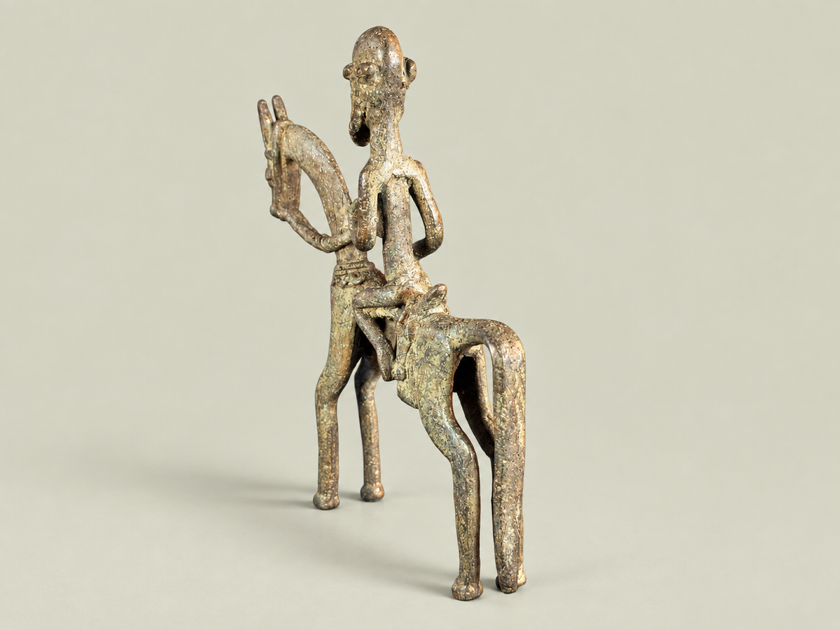 Small Dogon Rider on Horseback – African Bronze – Handmade in Mali