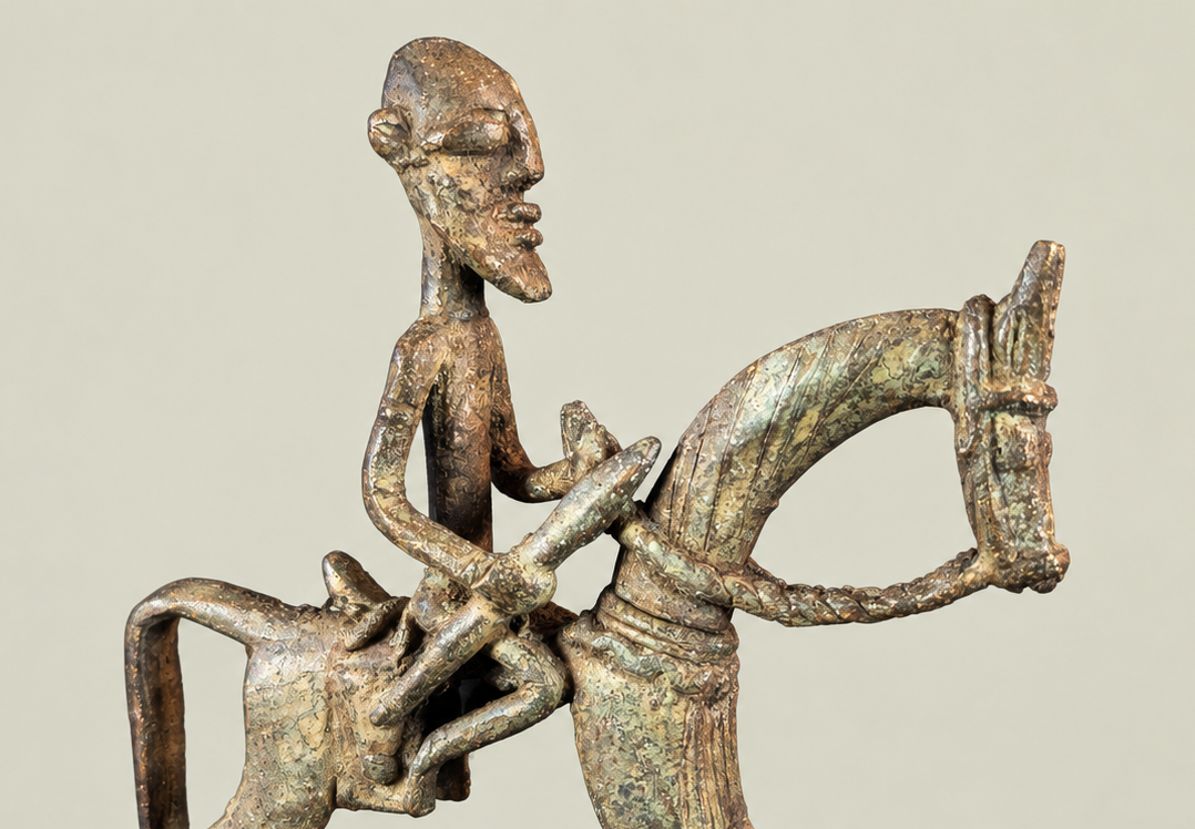 Small Dogon Rider on Horseback – African Bronze – Handmade in Mali