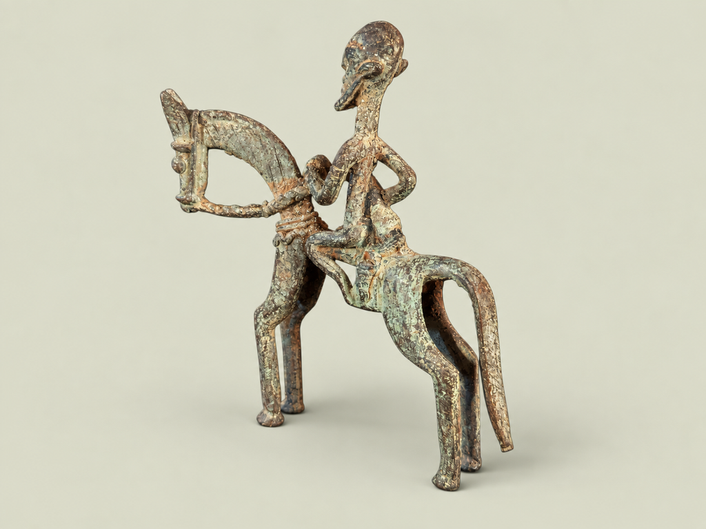 Small Dogon Horse Rider – African Bronze – Handmade in Mali