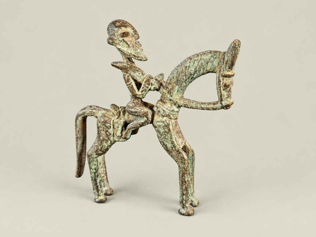 Dogon Small Rider on Horseback – African Bronze – Handmade in Mali