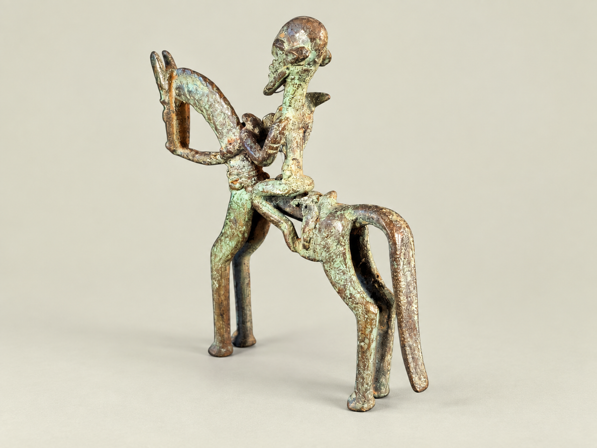 Dogon Small Rider on Horseback – African Bronze – Handmade in Mali