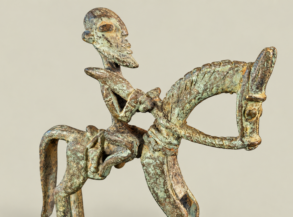 Dogon Small Rider on Horseback – African Bronze – Handmade in Mali