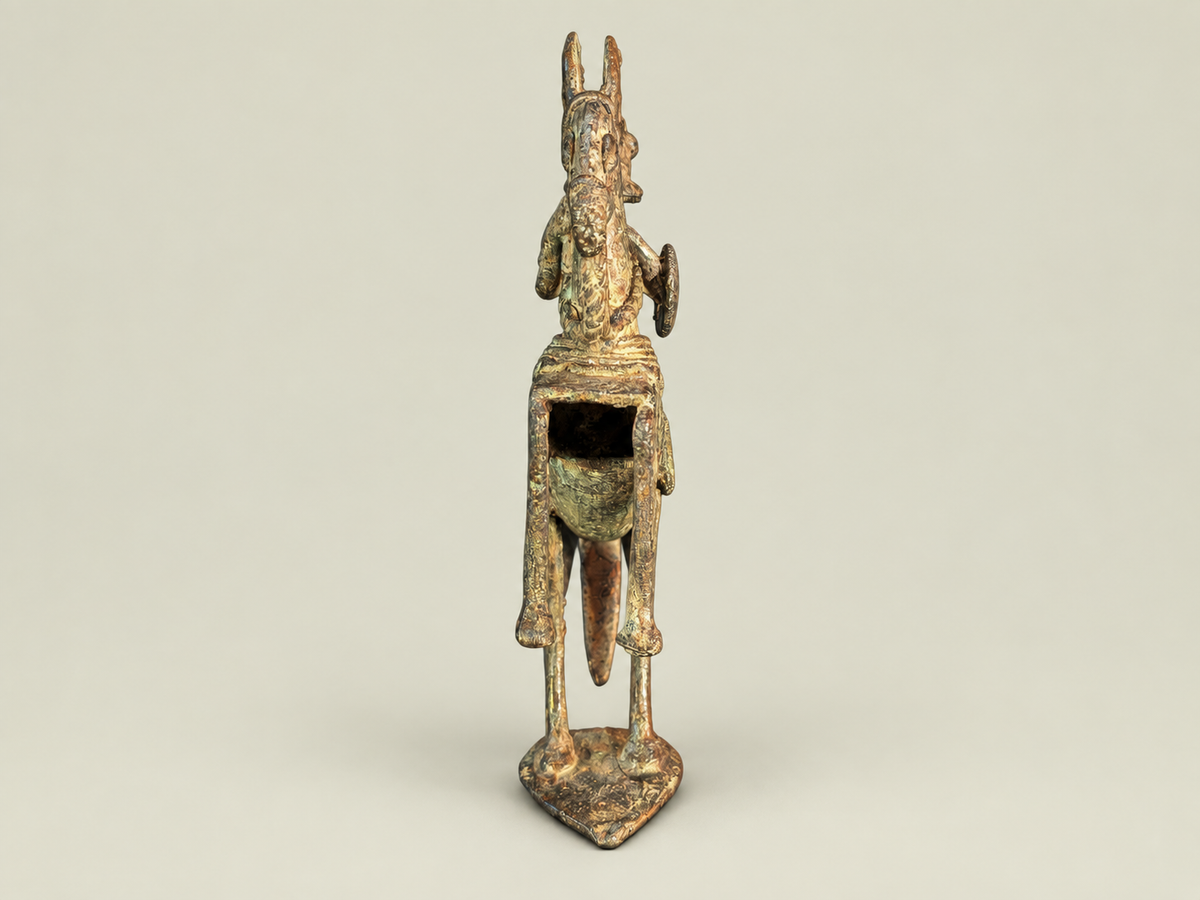 Medium Dogon Man on Rearing Horse – African Bronze – Handmade in Mali