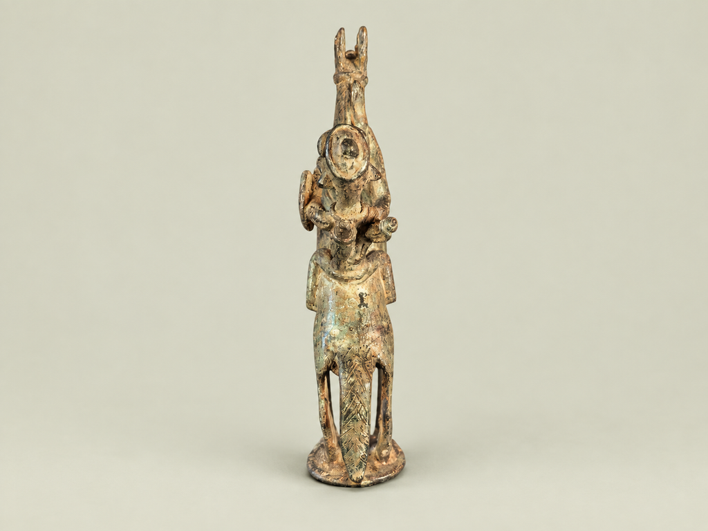 Medium Dogon Man on Rearing Horse – African Bronze – Handmade in Mali