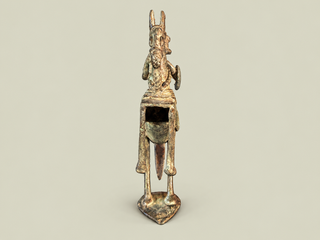 Medium Dogon Rider on Rearing Horse – African Bronze – Handmade in Mali