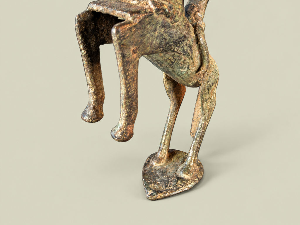 Medium Dogon Rider on Rearing Horse – African Bronze – Handmade in Mali