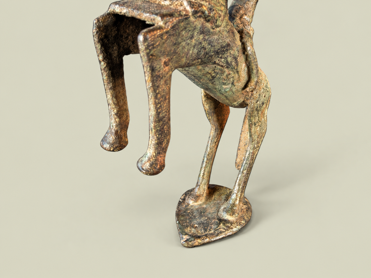 Medium Dogon Rider on Rearing Horse – African Bronze – Handmade in Mali