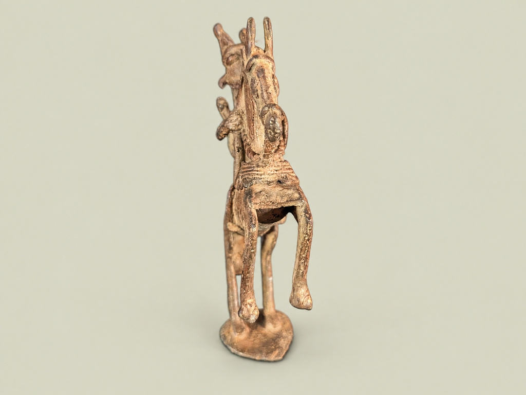 Medium Dogon Man on Rearing Horse – African Bronze – Handmade in Mali