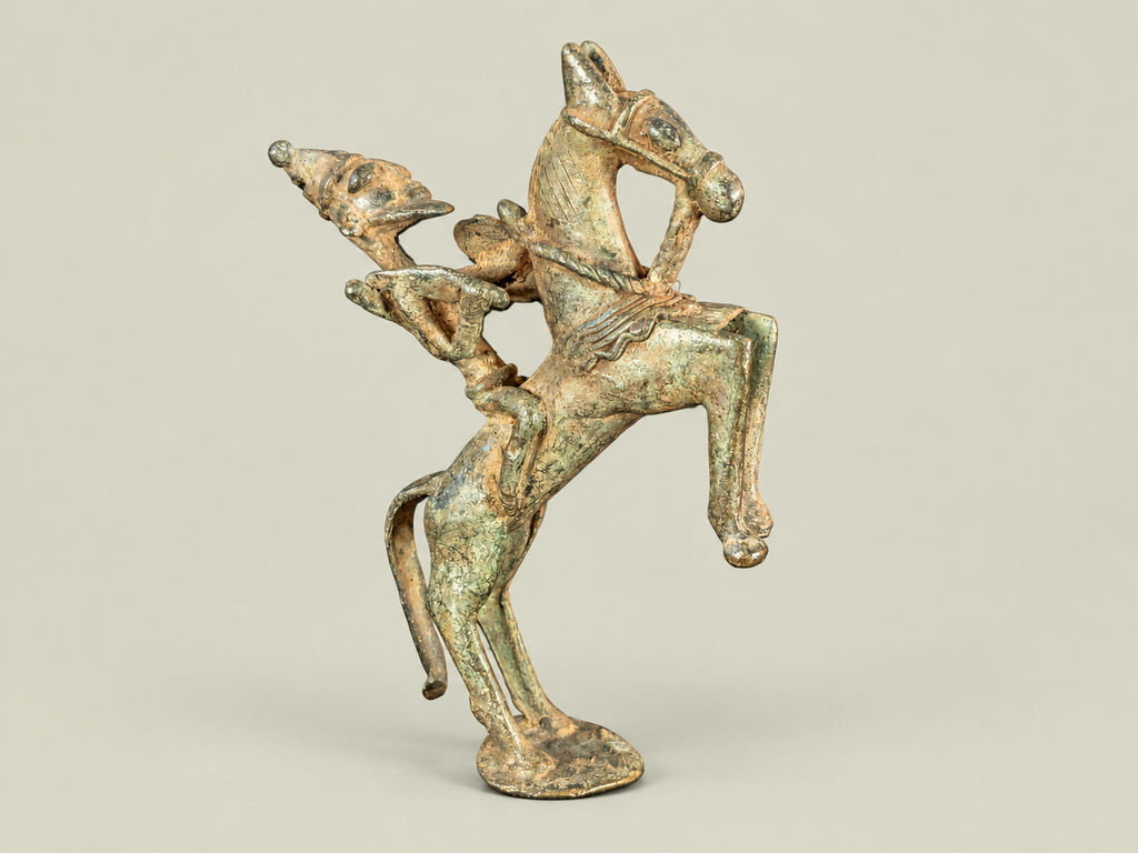 Medium Dogon Horseman – African Bronze – Handmade in Mali