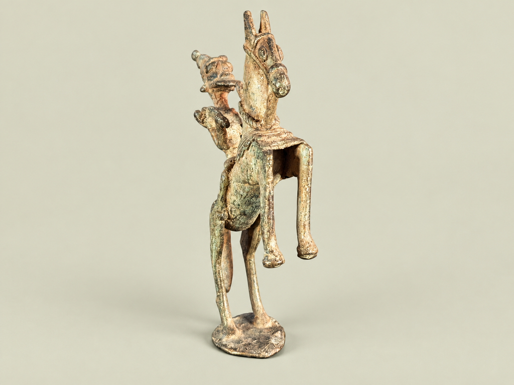 Medium Dogon Horseman – African Bronze – Handmade in Mali