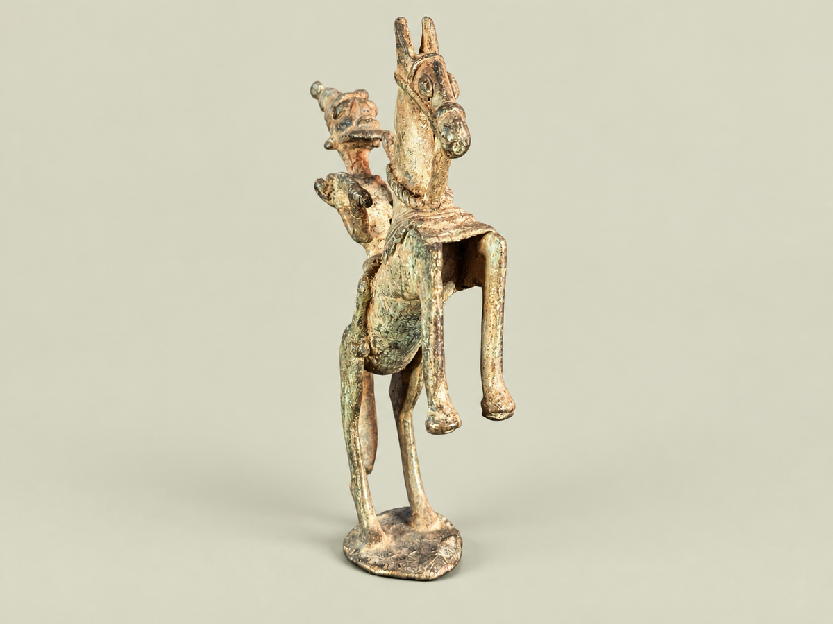 Medium Dogon Horseman – African Bronze – Handmade in Mali