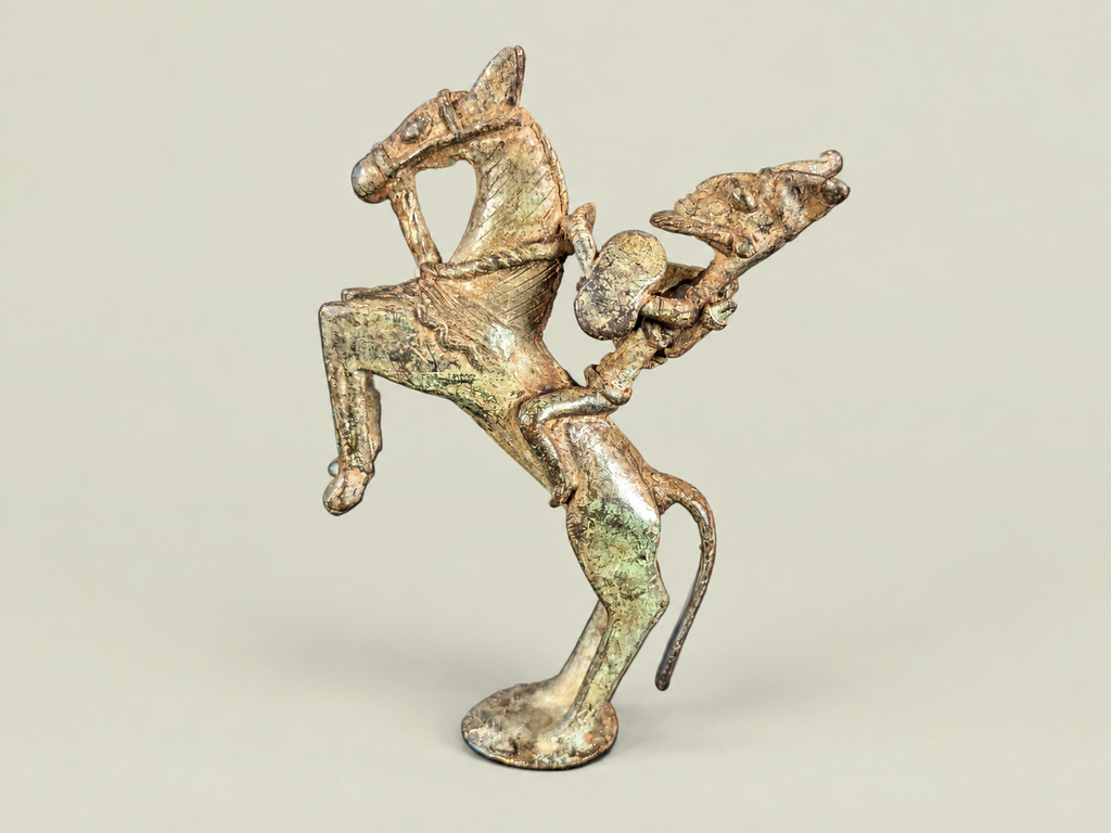 Medium Dogon Horseman – African Bronze – Handmade in Mali