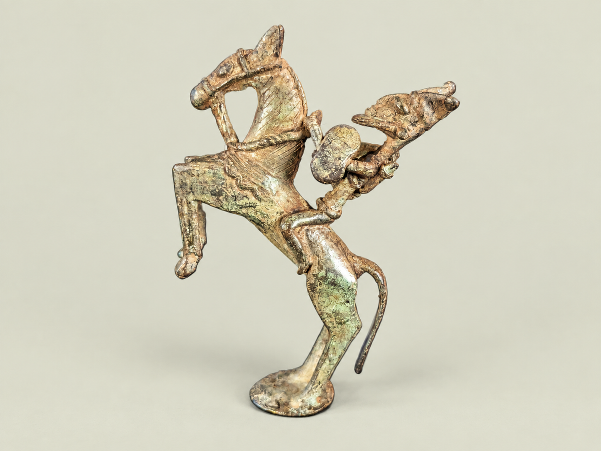 Medium Dogon Horseman – African Bronze – Handmade in Mali