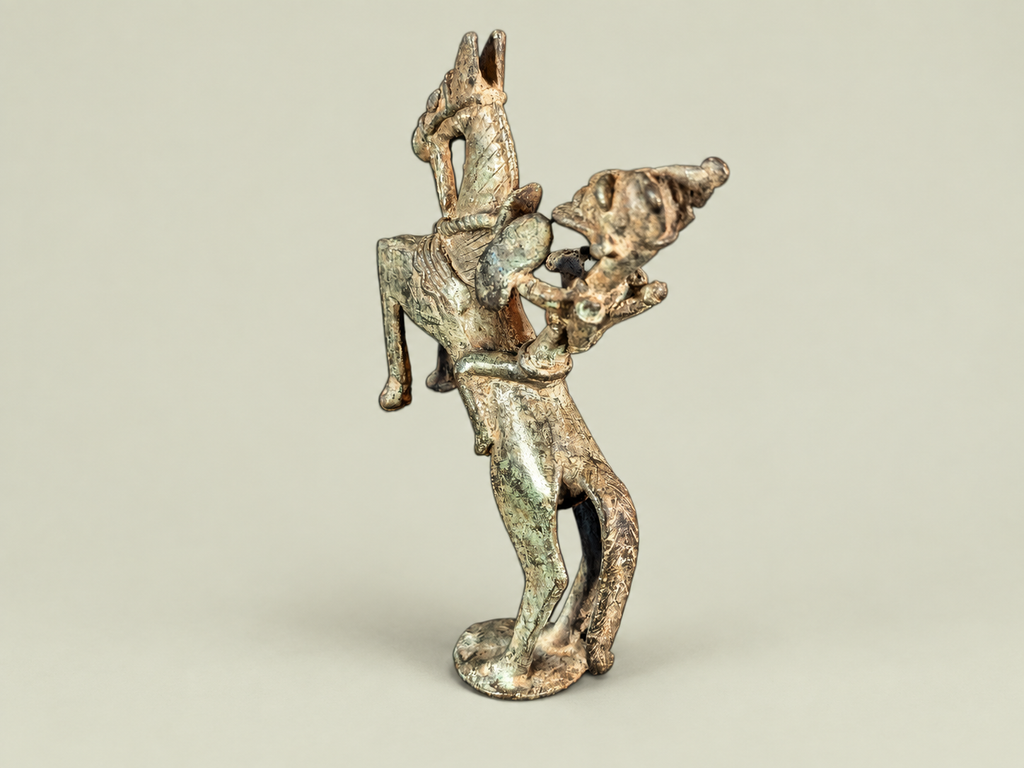 Medium Dogon Horseman – African Bronze – Handmade in Mali
