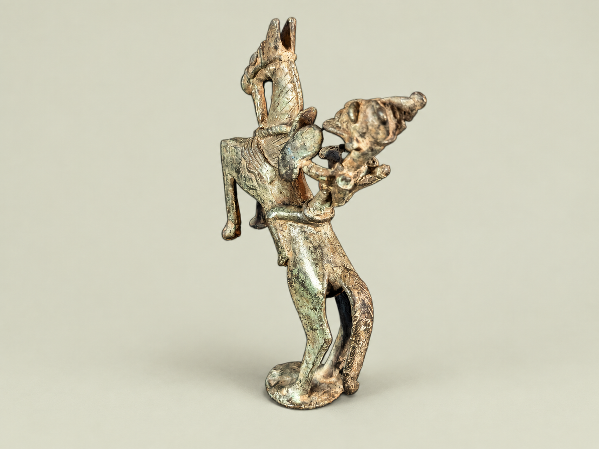 Medium Dogon Horseman – African Bronze – Handmade in Mali