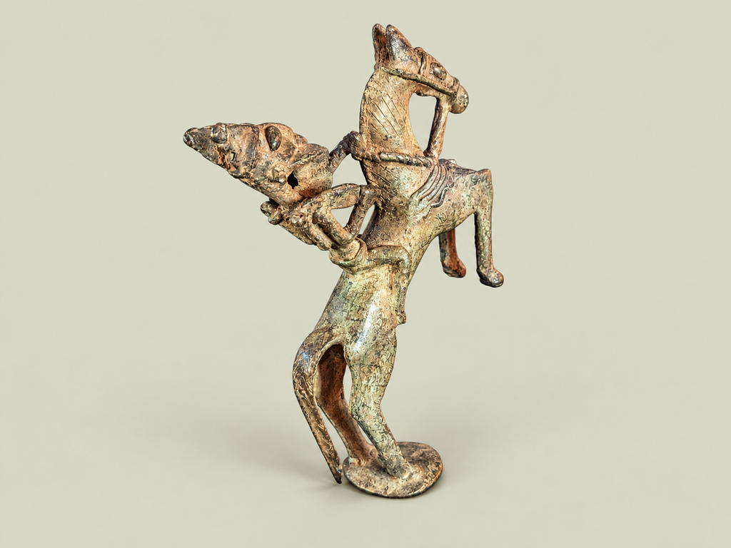 Medium Dogon Horseman – African Bronze – Handmade in Mali