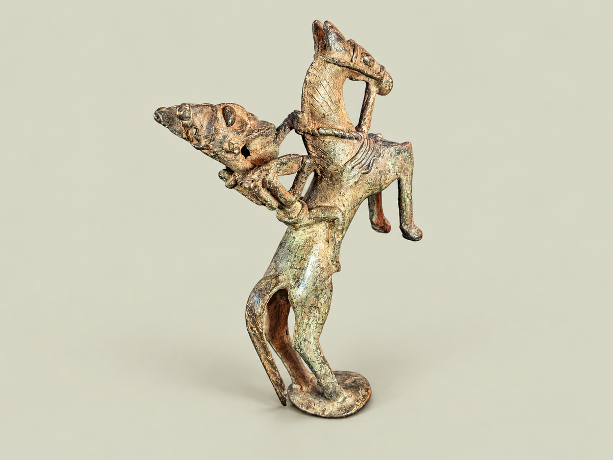Medium Dogon Horseman – African Bronze – Handmade in Mali