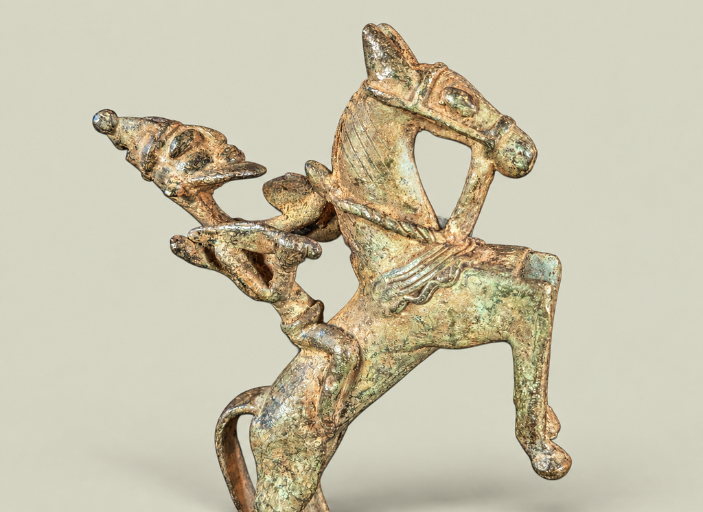 Medium Dogon Horseman – African Bronze – Handmade in Mali