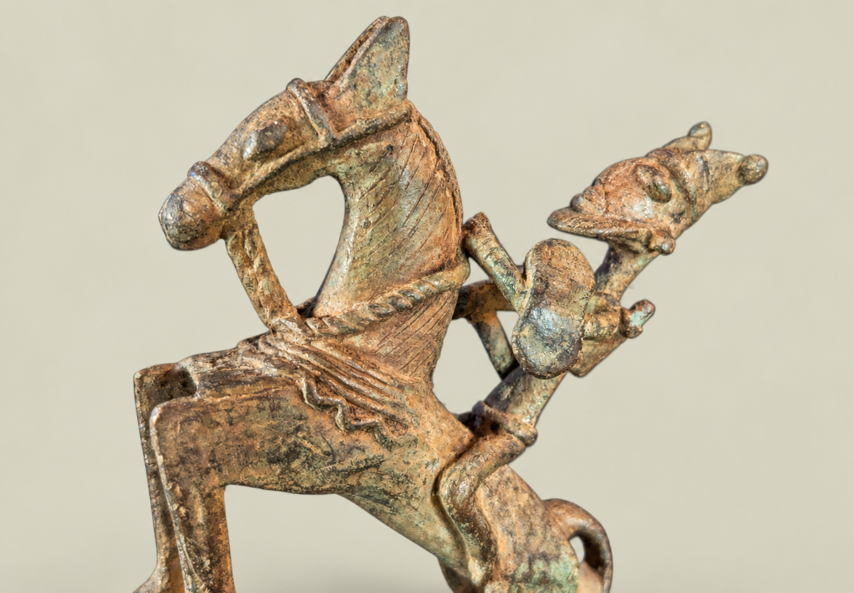 Medium Dogon Horseman – African Bronze – Handmade in Mali