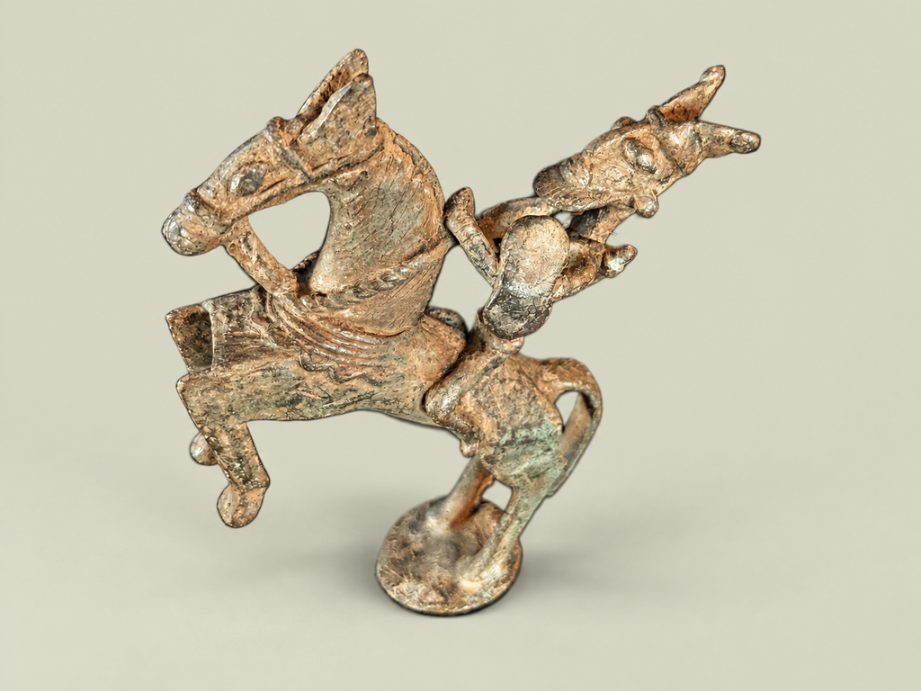 Medium Dogon Horseman – African Bronze – Handmade in Mali