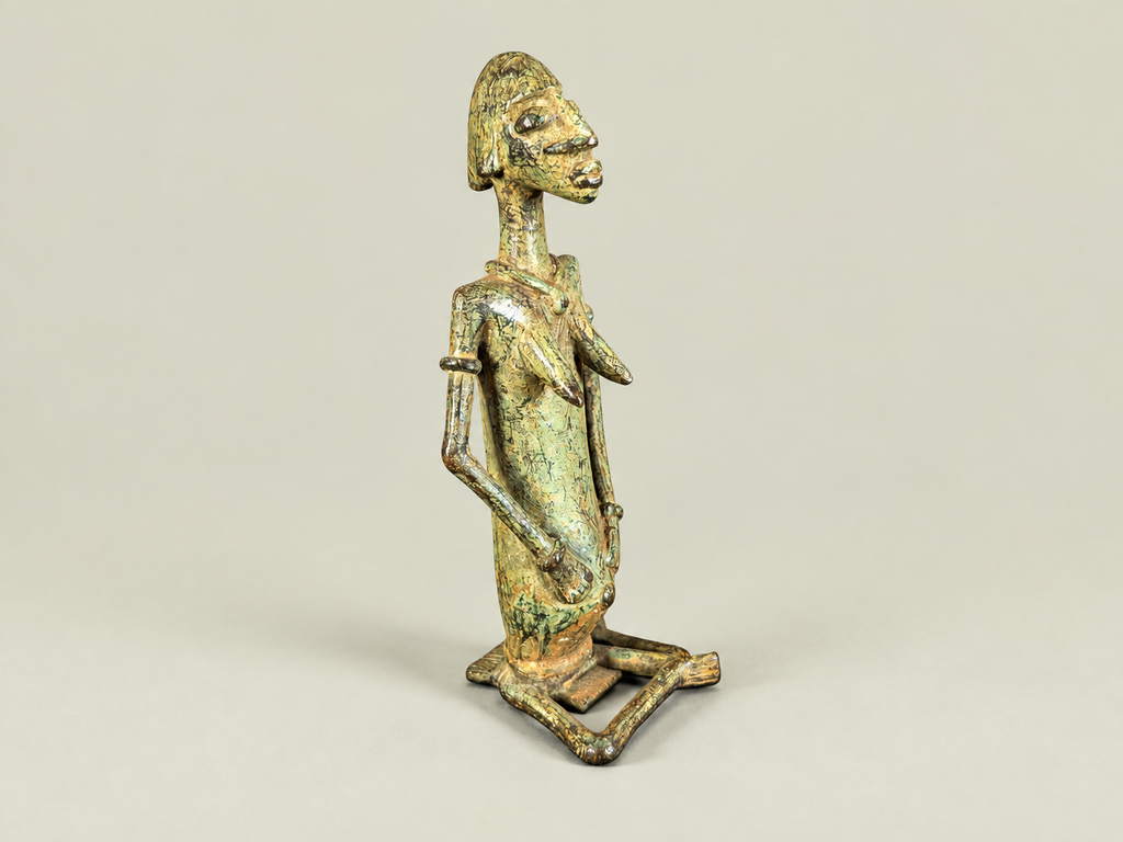 Dogon Kneeling Woman Figure – African Bronze – Handmade in Mali