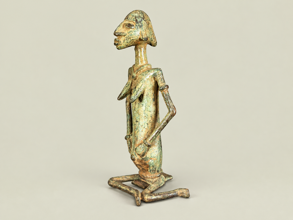 Dogon Kneeling Woman Figure – African Bronze – Handmade in Mali