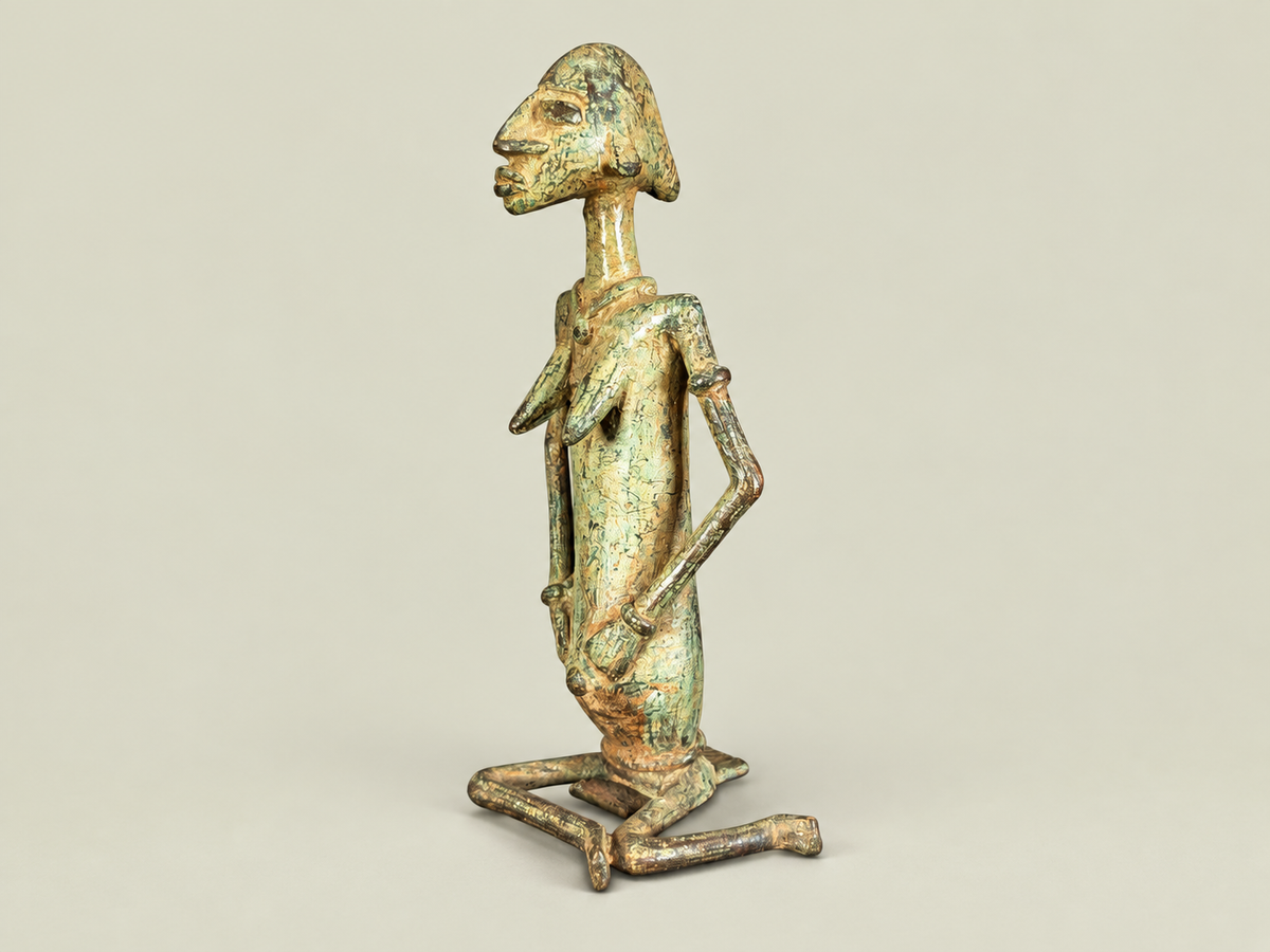 Dogon Kneeling Woman Figure – African Bronze – Handmade in Mali