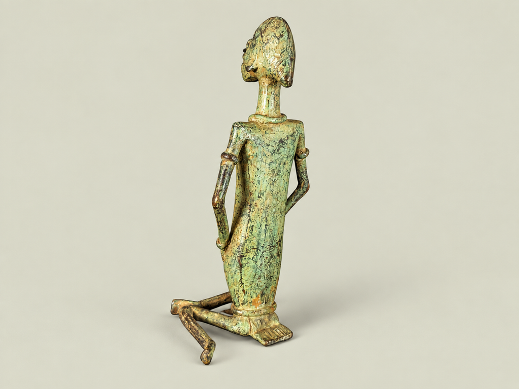 Dogon Kneeling Woman Figure – African Bronze – Handmade in Mali