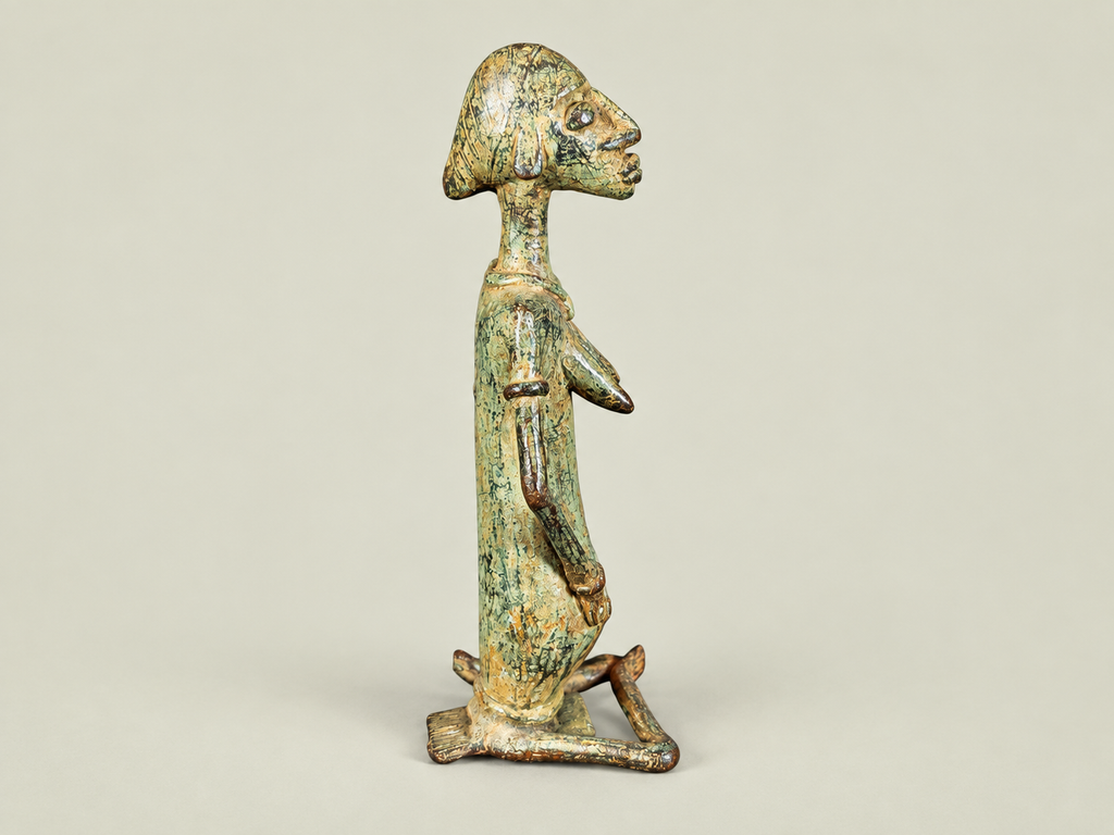 Dogon Kneeling Woman Figure – African Bronze – Handmade in Mali