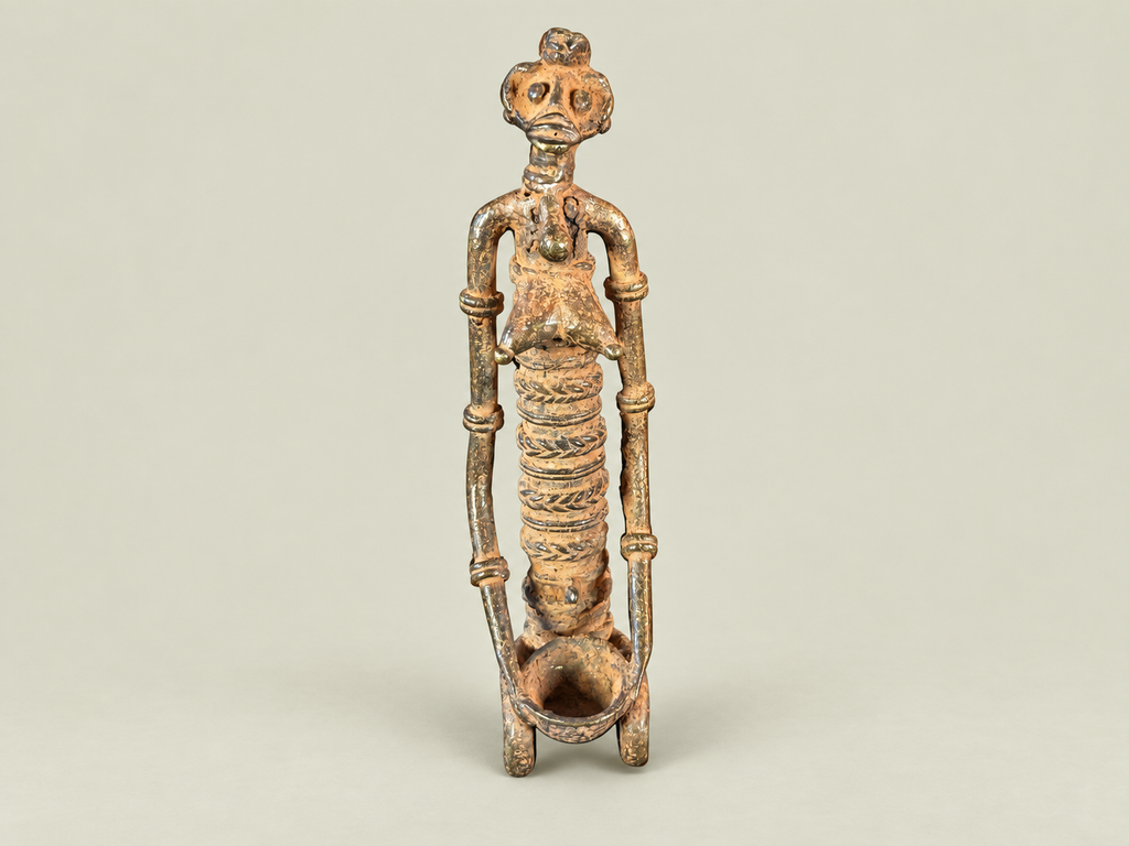 Dogon Woman with Cup – African Bronze – Handmade in Mali