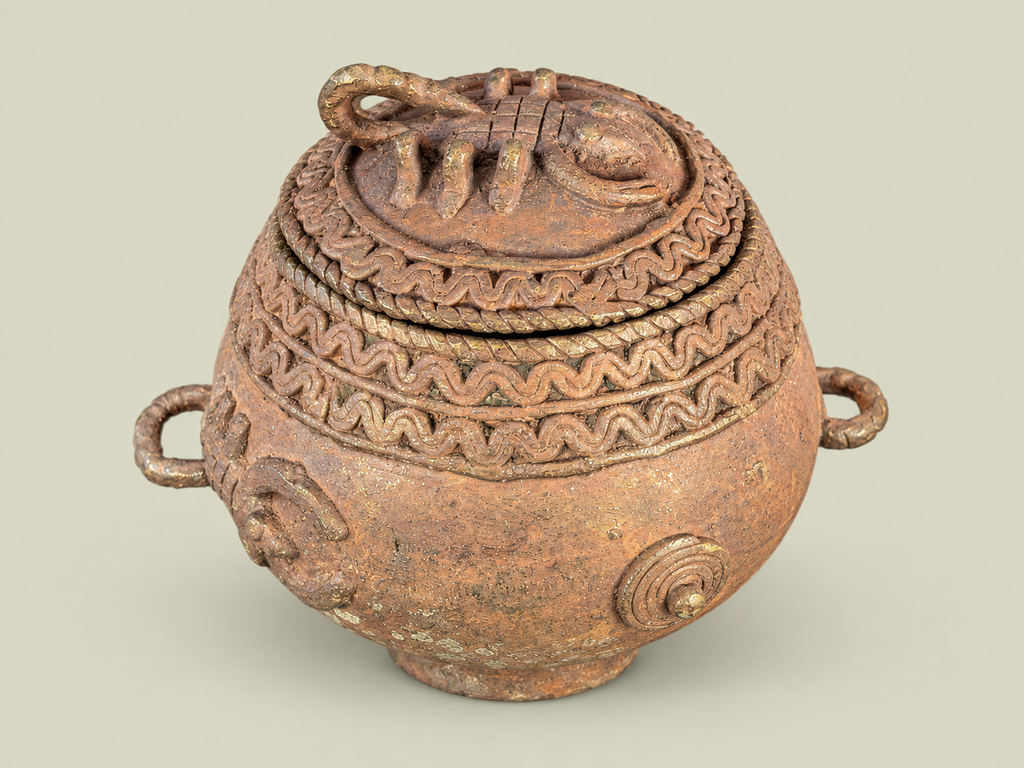 Dogon Bronze Cup with Scorpion Lid – African Bronze – Handmade in Mali