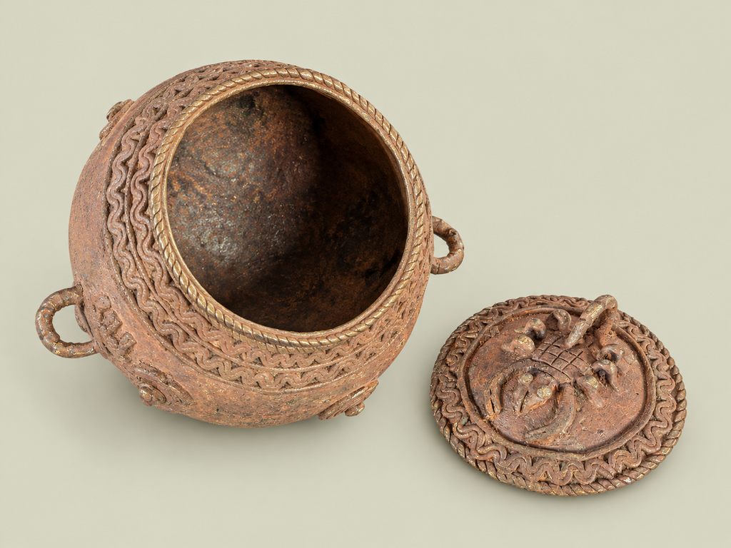 Dogon Bronze Cup with Scorpion Lid – African Bronze – Handmade in Mali