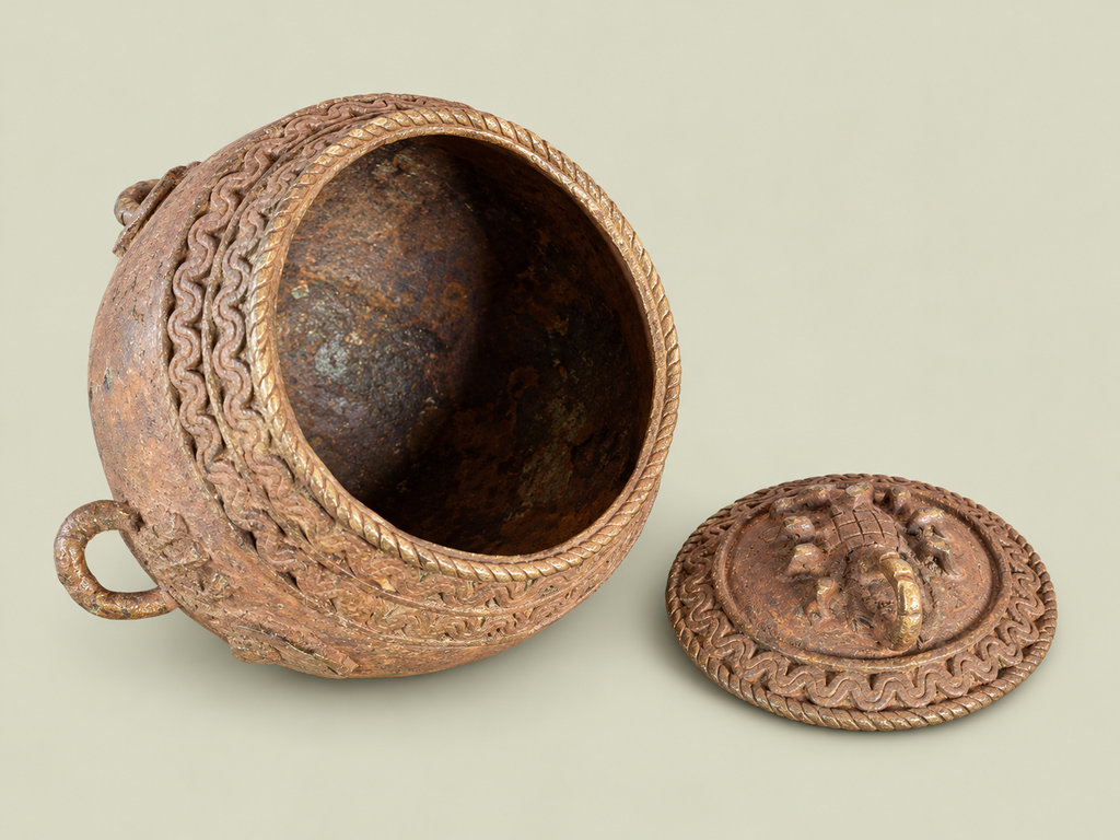 Dogon Bronze Cup with Scorpion Lid – African Bronze – Handmade in Mali