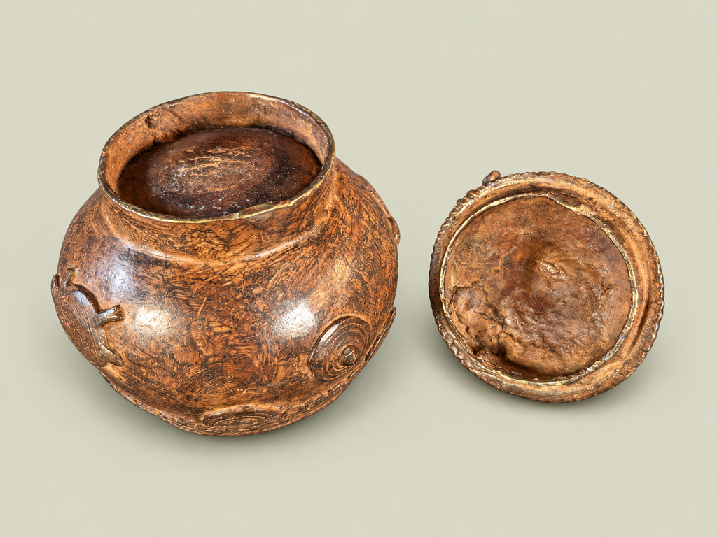 Dogon Lidded Vessel with Horse Finial – African Bronze – Handmade in Mali