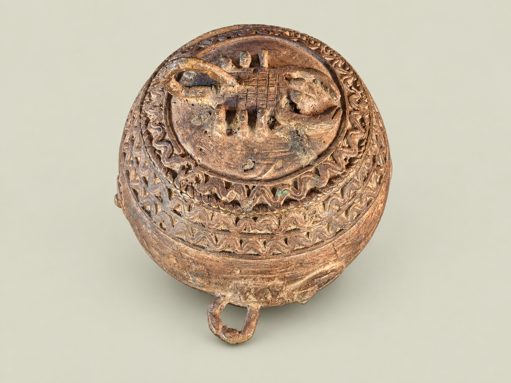 Bronze Dogon Cup with Sculptural Lid – African Bronze – Handmade in Mali