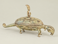 Zoomorphic Dogon Vessel with Seated Figure – African Bronze – Handmade in Mali