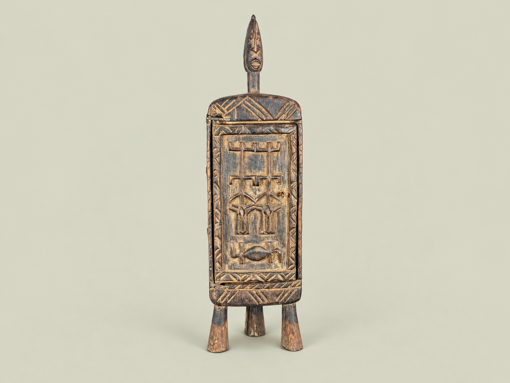 Dogon Pharmacopoeia Box with Carved Figures – Hand-Carved Wood – Handmade in Mali