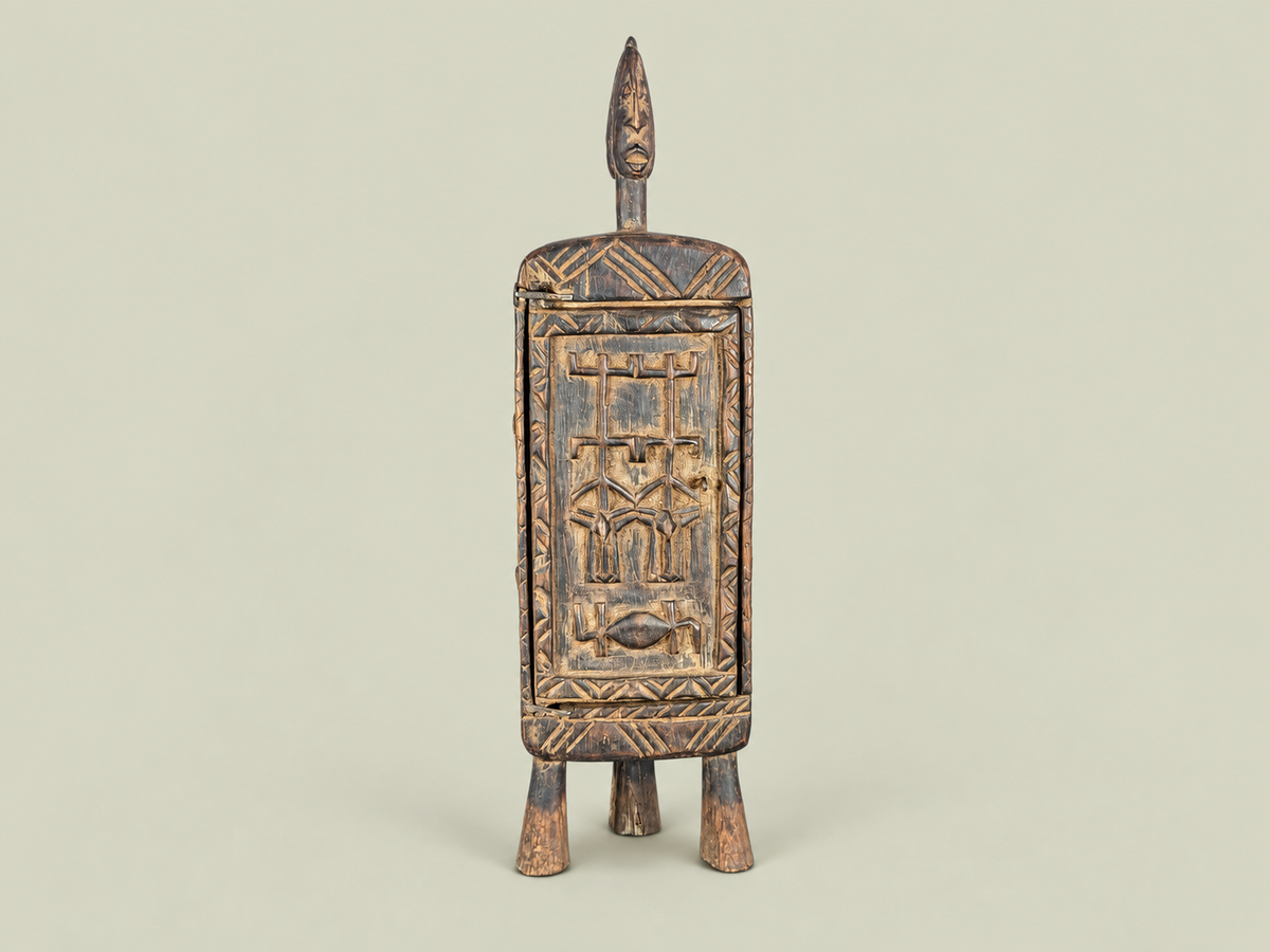 Dogon Pharmacopoeia Box with Carved Figures – Hand-Carved Wood – Handmade in Mali