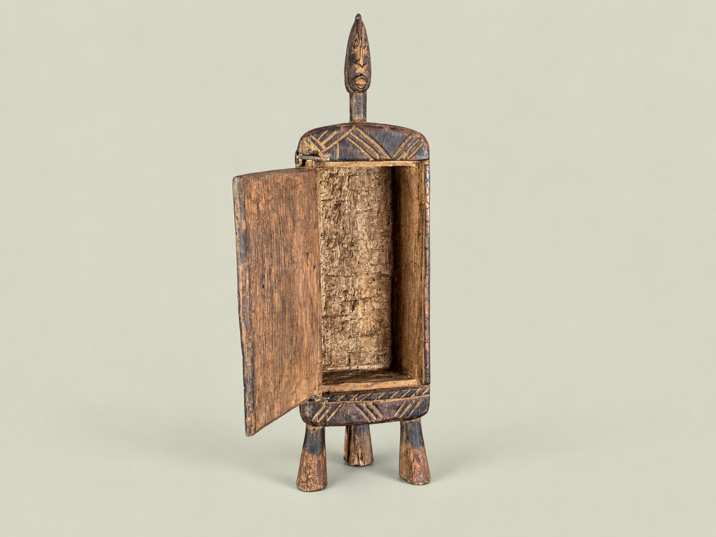 Dogon Pharmacopoeia Box with Carved Figures – Hand-Carved Wood – Handmade in Mali