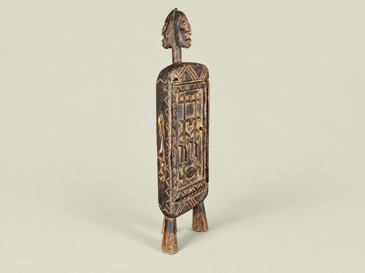 Dogon Pharmacopoeia Box with Carved Figures – Hand-Carved Wood – Handmade in Mali