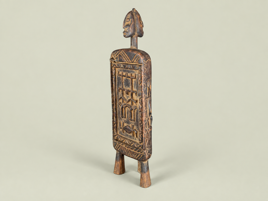 Dogon Pharmacopoeia Box with Carved Figures – Hand-Carved Wood – Handmade in Mali