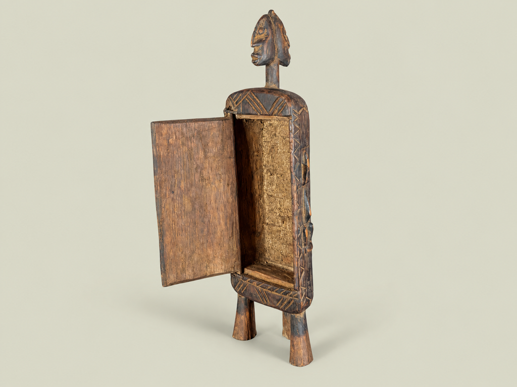 Dogon Pharmacopoeia Box with Carved Figures – Hand-Carved Wood – Handmade in Mali