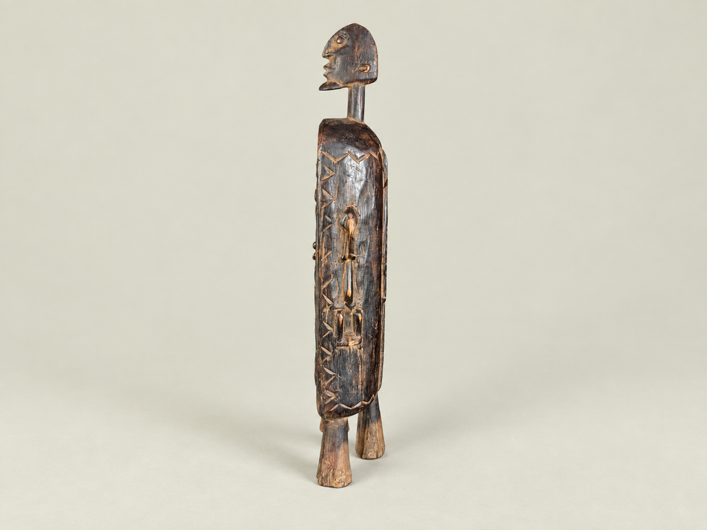 Dogon Wooden Medicine Cabinet with Carved Figures – Hand-Carved Wood – Handmade in Mali