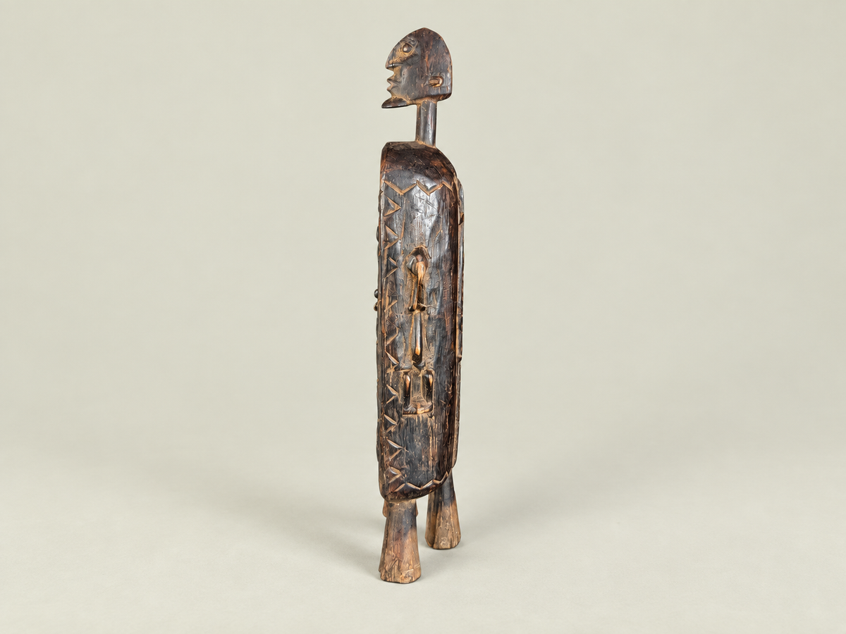 Dogon Wooden Medicine Cabinet with Carved Figures – Hand-Carved Wood – Handmade in Mali