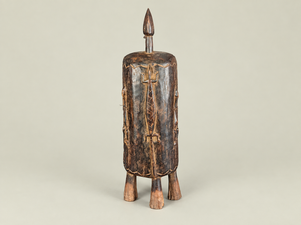 Dogon Wooden Medicine Cabinet with Carved Figures – Hand-Carved Wood – Handmade in Mali