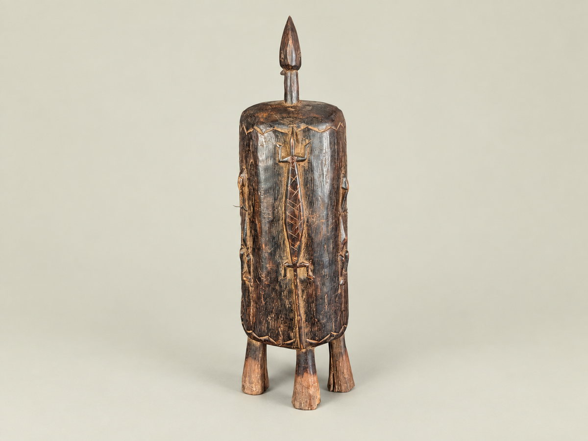 Dogon Wooden Medicine Cabinet with Carved Figures – Hand-Carved Wood – Handmade in Mali
